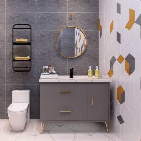 42" Gray Modern Bathroom Vanity With Mirror